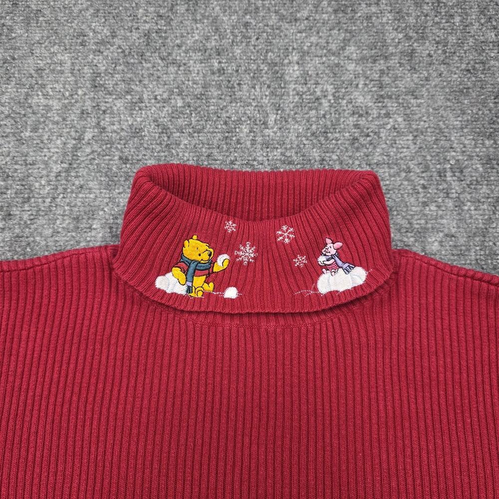 Vintage Disney Sweater Womens Medium Turtleneck Winnie The Pooh Piglet Snow 90s - Picture 11 of 15